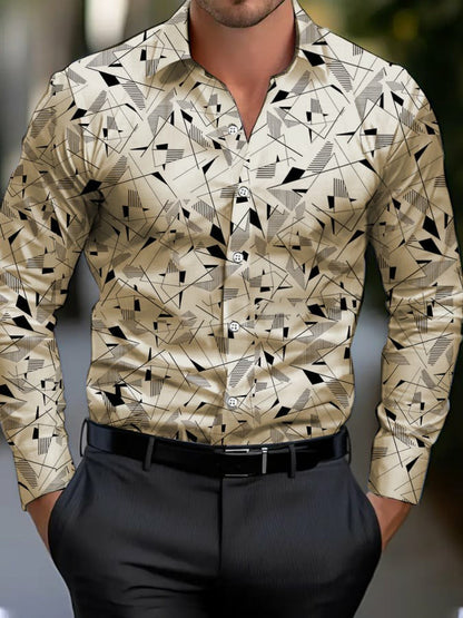 Men's Business Style Geometric Printed Shirt