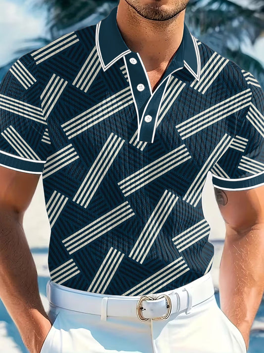 Men's Vintage Business Style Printed Casual Polo Shirt