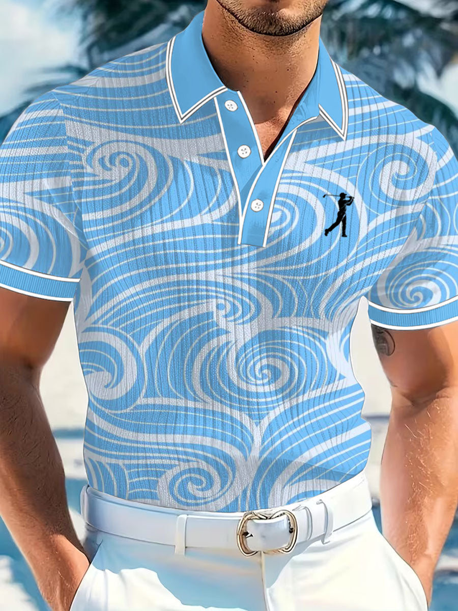 Men's Vintage Business Style Printed Casual Polo Shirt