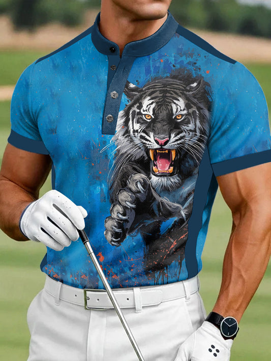 Men's Vintage Business Style Printed Casual Polo Shirt
