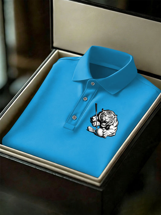 Men's Vintage Business Style Printed Casual Polo Shirt