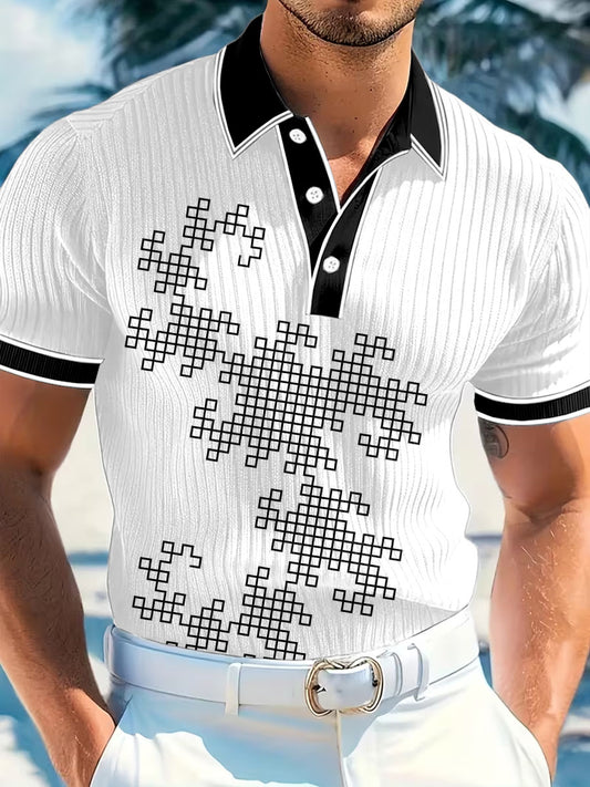 Men's Vintage Business Style Printed Casual Polo Shirt