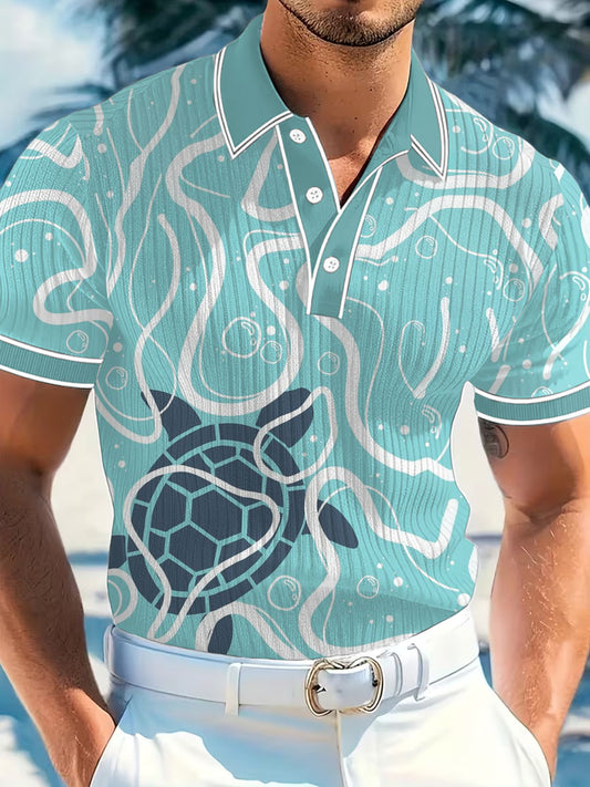 Men's Vintage Business Style Printed Casual Polo Shirt