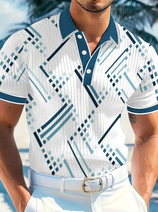 Men's Vintage Business Style Printed Casual Polo Shirt