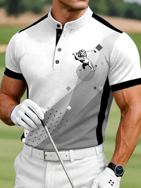 Men's Vintage Business Style Printed Casual Polo Shirt