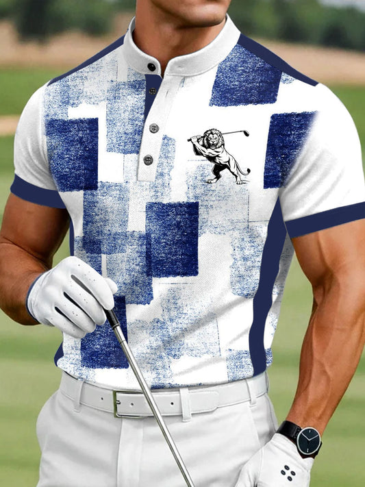 Men's Vintage Business Style Printed Casual Polo Shirt