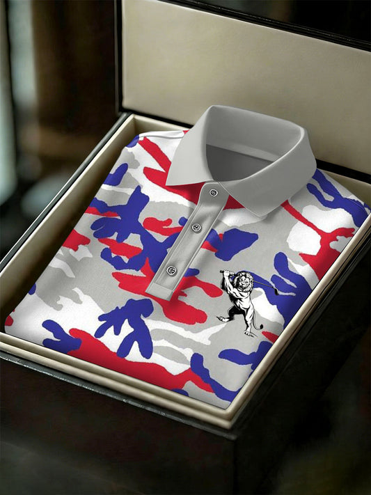 Men's Vintage Business Style Printed Casual Polo Shirt