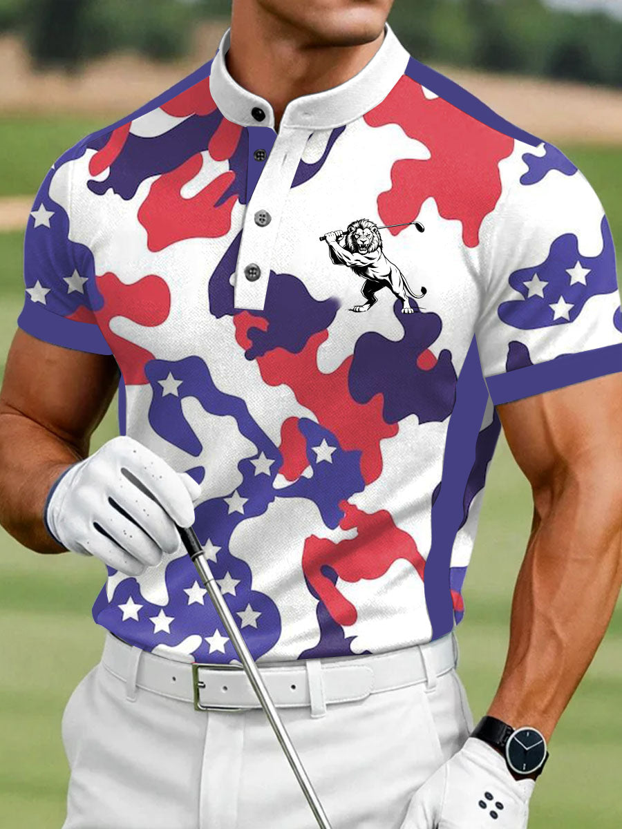 Men's Vintage Business Style Printed Casual Polo Shirt