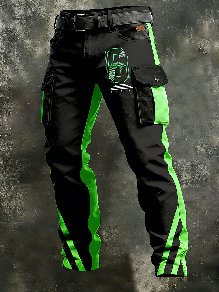 Men's Retro Vacation Business Art Print Casual Workwear Trousers