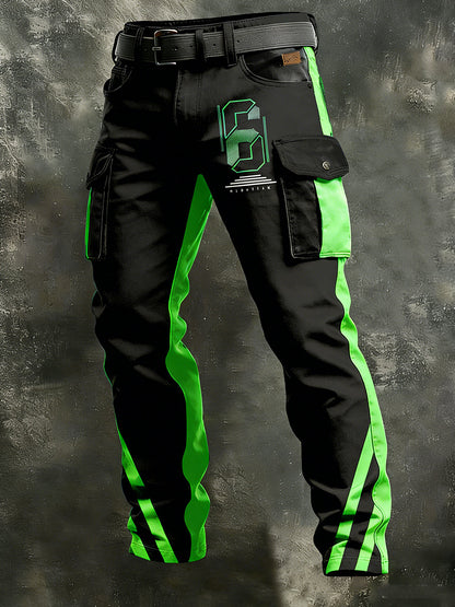Men's Retro Vacation Business Art Print Casual Workwear Trousers