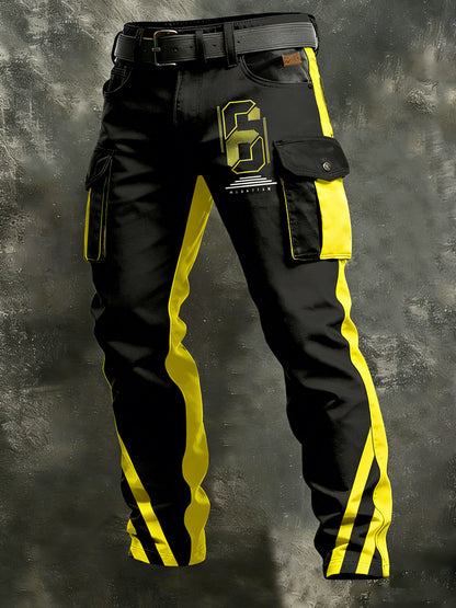 Men's Retro Vacation Business Art Print Casual Workwear Trousers
