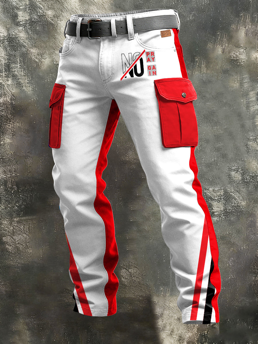 Men's Retro Vacation Business Art Print Casual Workwear Trousers