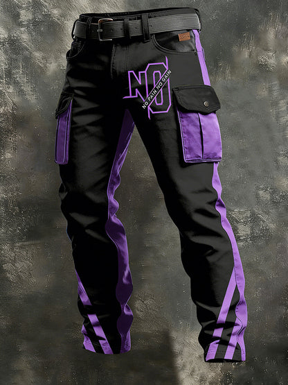 Men's Retro Vacation Business Art Print Casual Workwear Trousers