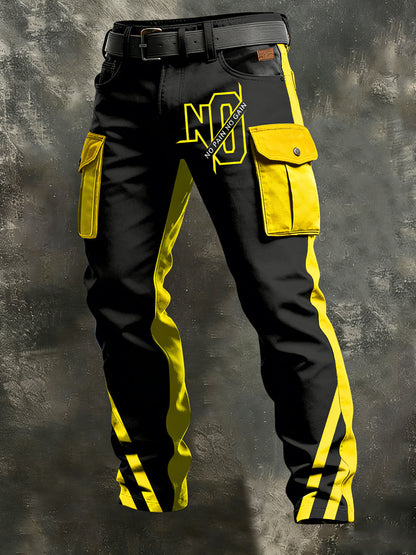 Men's Retro Vacation Business Art Print Casual Workwear Trousers