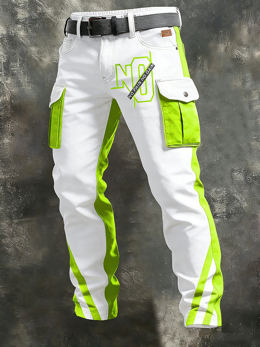 Men's Retro Vacation Business Art Print Casual Workwear Trousers