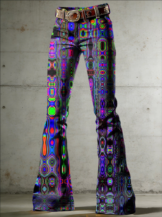Women's Art Print Flared Trousers