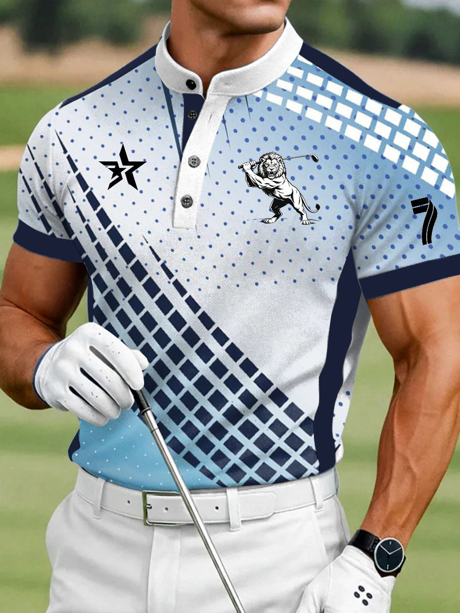 Men's Vintage Business Style Printed Casual Polo Shirt
