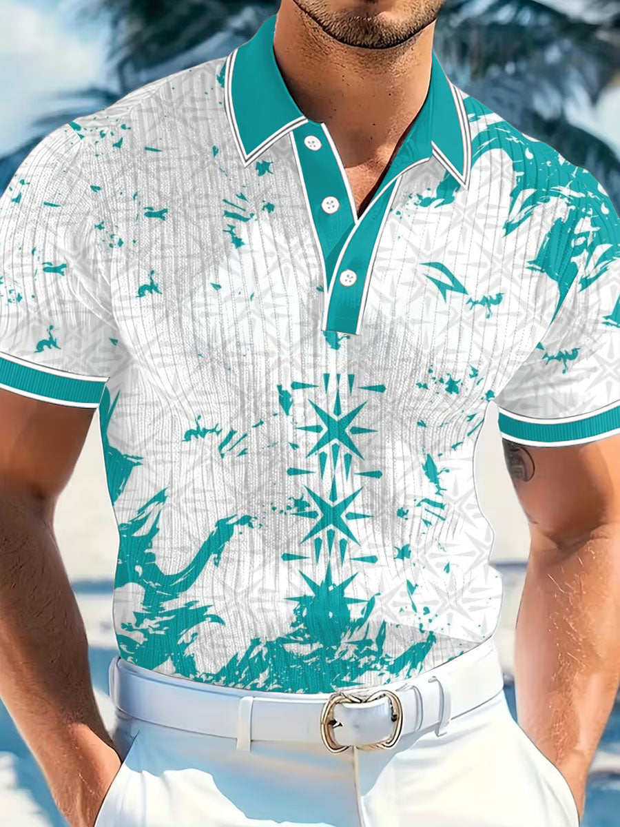 Men's Vintage Business Style Printed Casual Polo Shirt