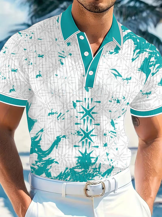 Men's Vintage Business Style Printed Casual Polo Shirt