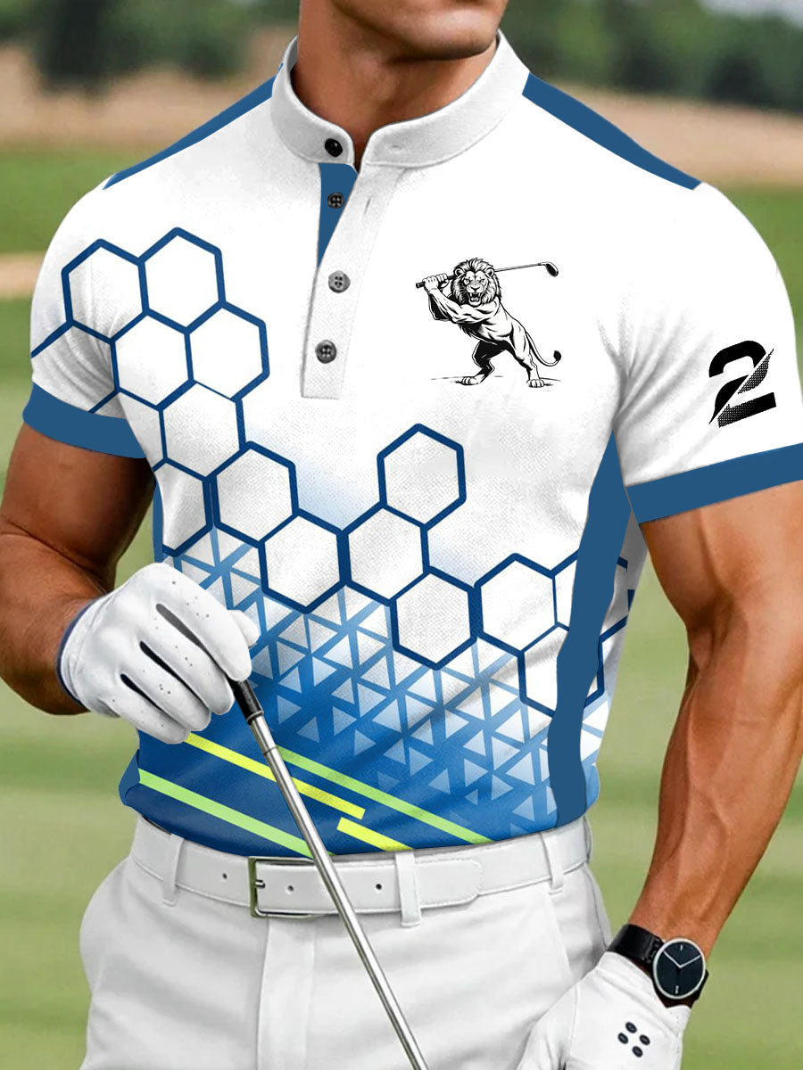 Men's Vintage Business Style Printed Casual Polo Shirt