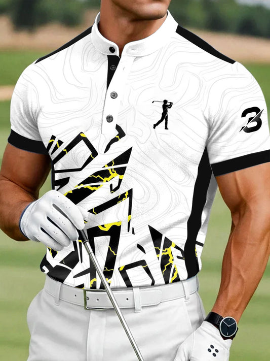 Men's Vintage Business Style Printed Casual Polo Shirt