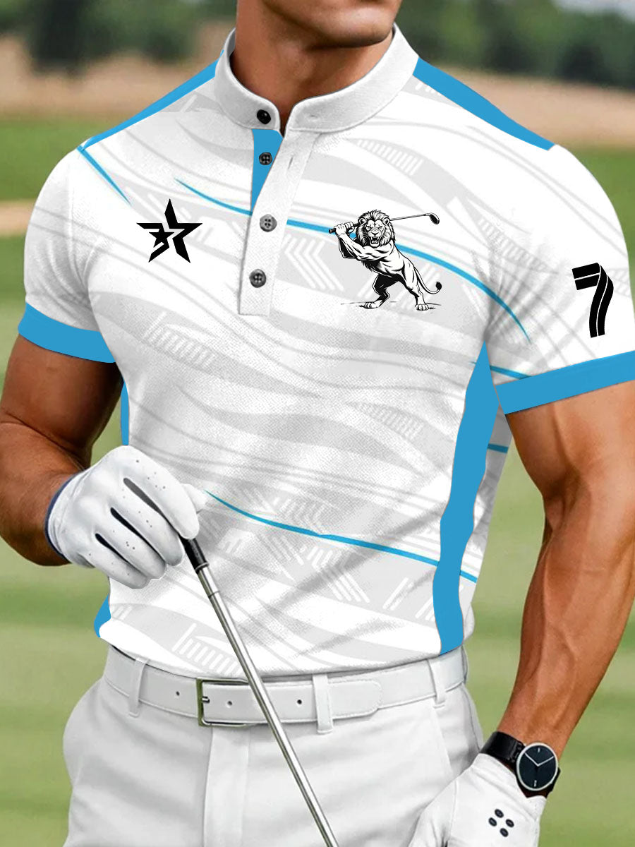 Men's Vintage Business Style Printed Casual Polo Shirt