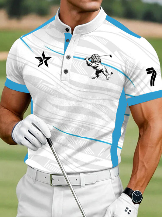 Men's Vintage Business Style Printed Casual Polo Shirt