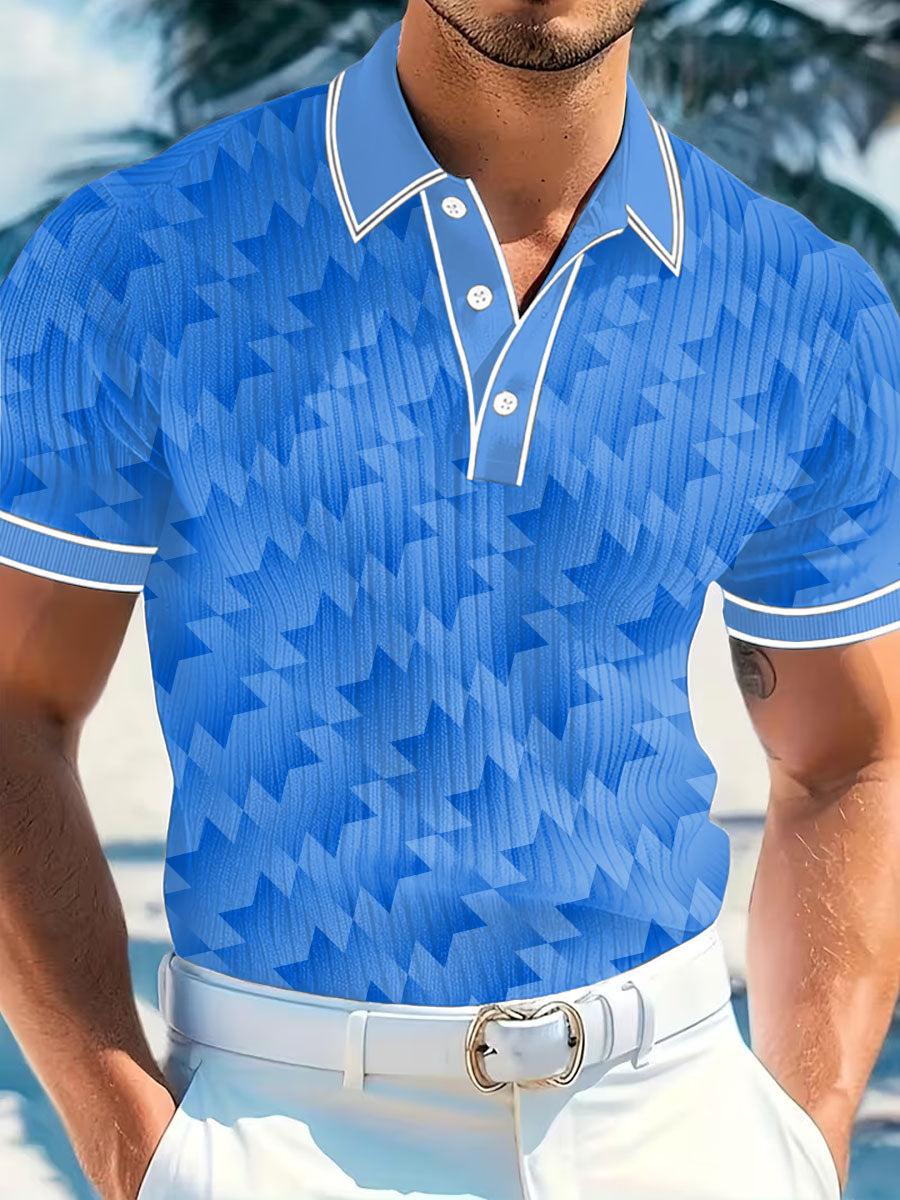 Men's Vintage Business Style Printed Casual Polo Shirt