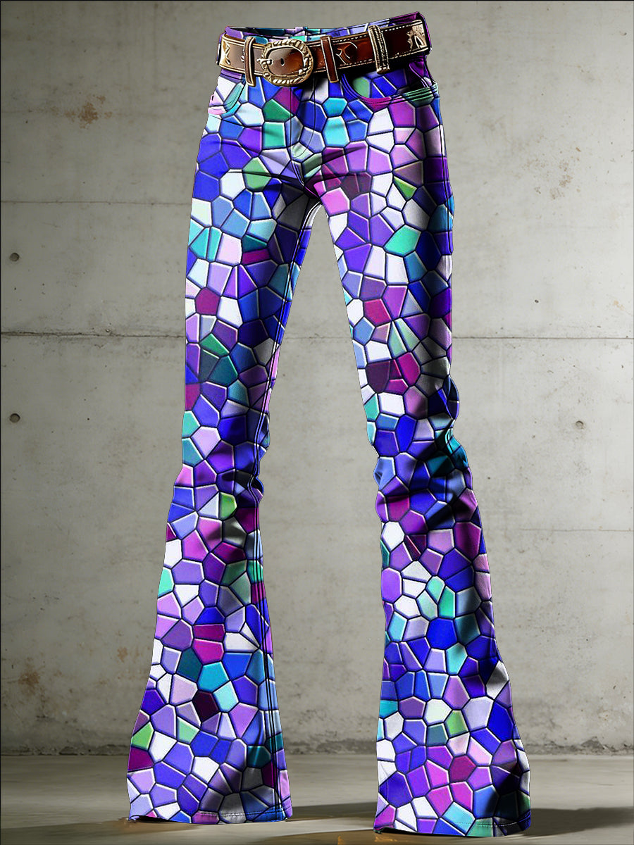 Women's Geometry Art Print Flared Trousers