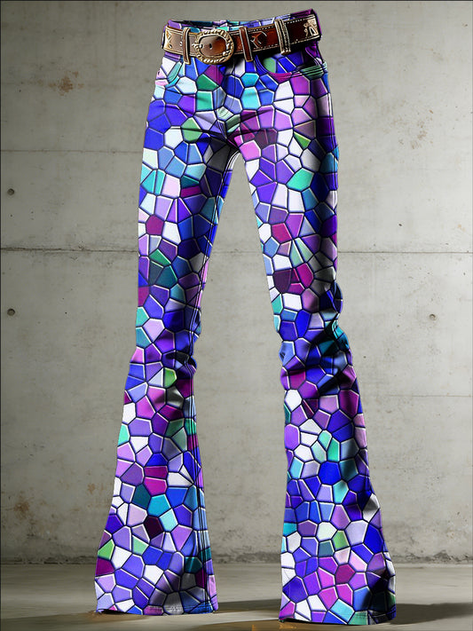 Women's Geometry Art Print Flared Trousers