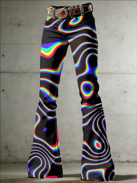 Women's Psychedelic Art Print Flared Trousers