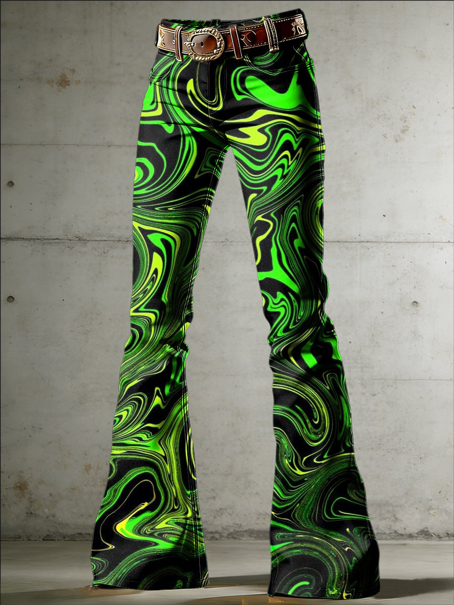 Women's Psychedelic Art Print Flared Trousers