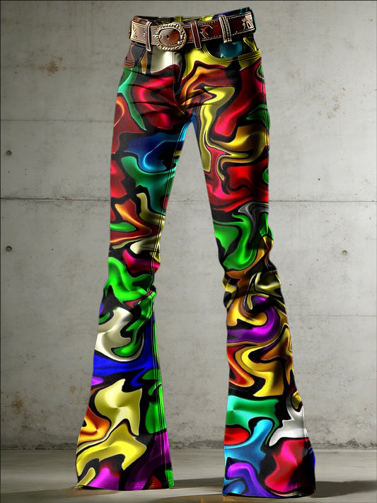 Women's Psychedelic Art Print Flared Trousers