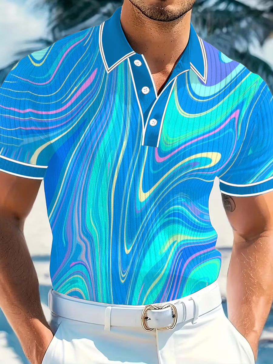 Men's Vintage Business Style Printed Casual Polo Shirt