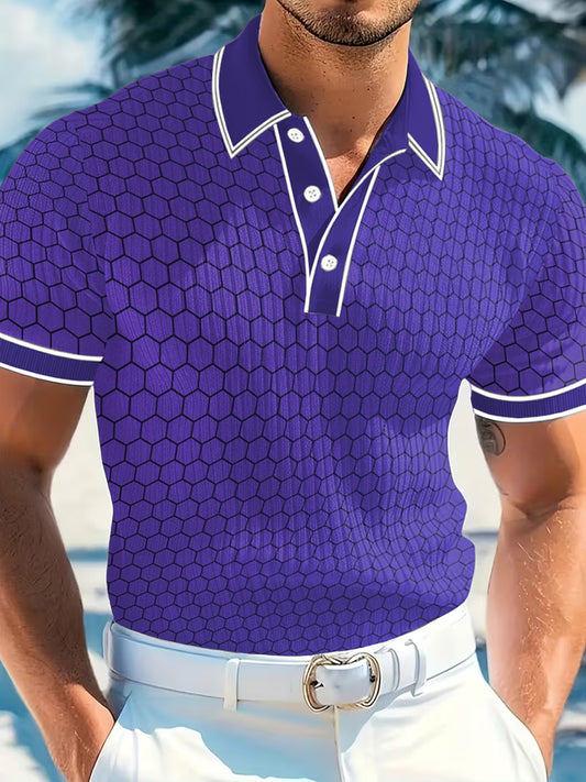 Men's Vintage Business Style Printed Casual Polo Shirt