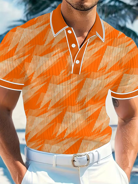 Men's Vintage Business Style Printed Casual Polo Shirt