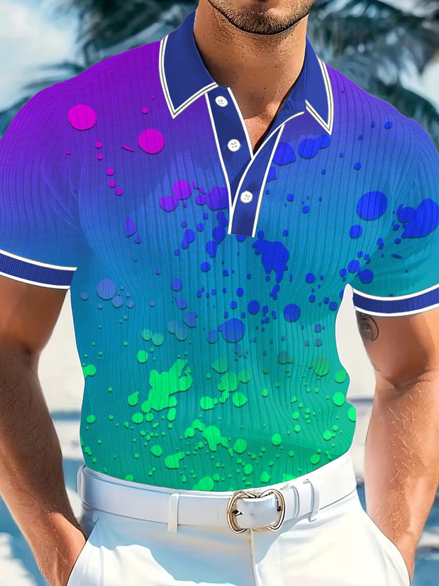 Men's Vintage Business Style Printed Casual Polo Shirt