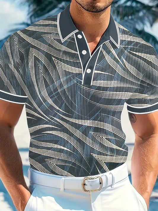 Men's Vintage Business Style Printed Casual Polo Shirt