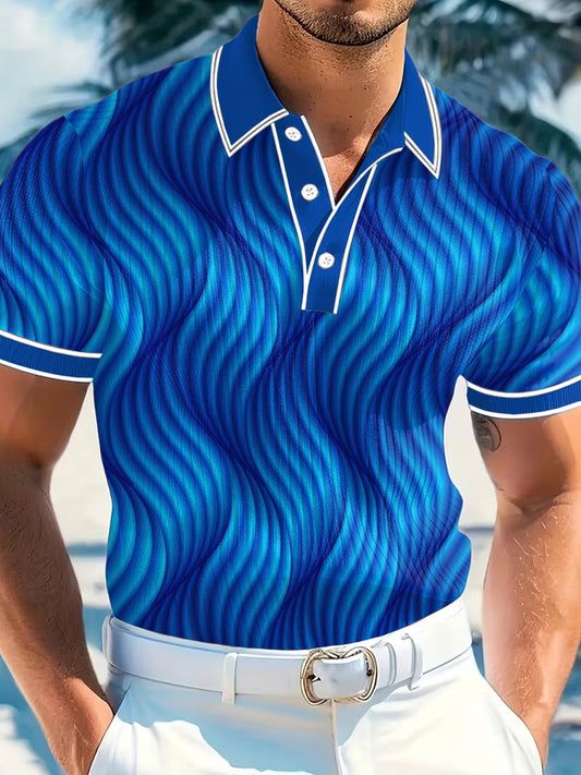 Men's Vintage Business Style Printed Casual Polo Shirt