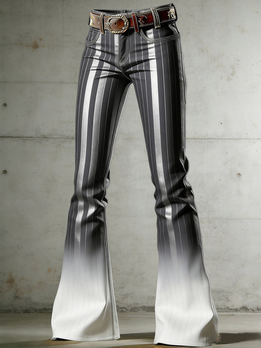 Women's Stripe Art Print Flared Trousers