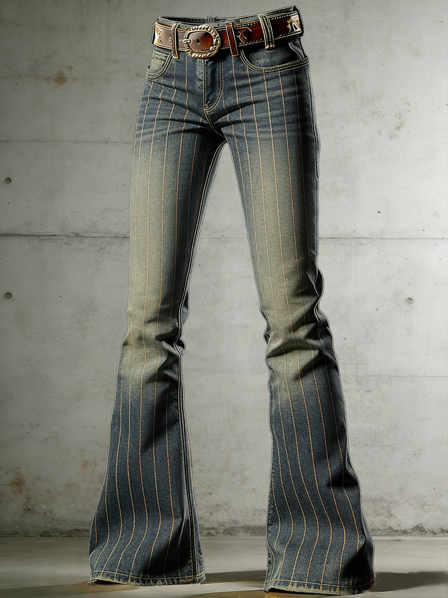 Women's Stripe Art Print Flared Trousers
