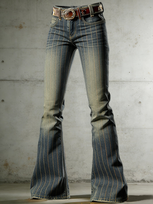 Women's Stripe Art Print Flared Trousers