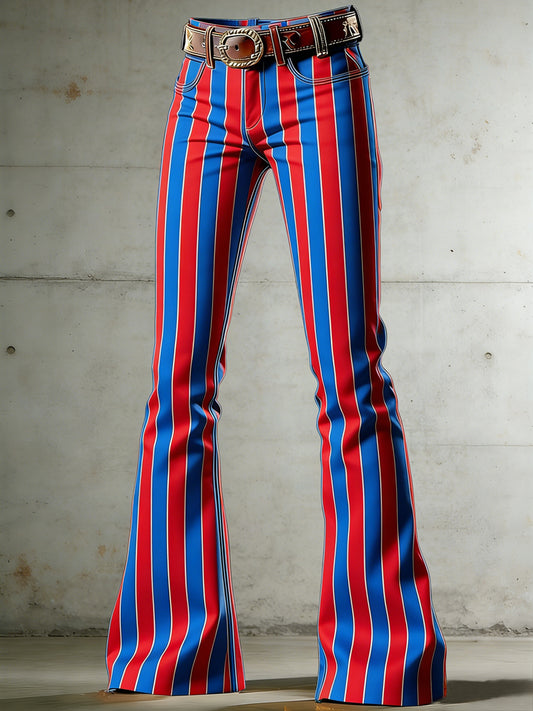 Women's Stripe Art Print Flared Trousers