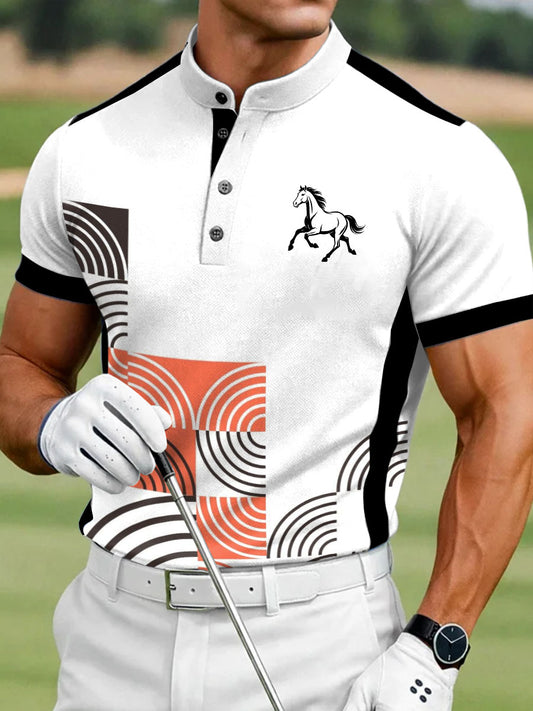 Men's Simple Year of the Horse Printed Casual Polo Shirt