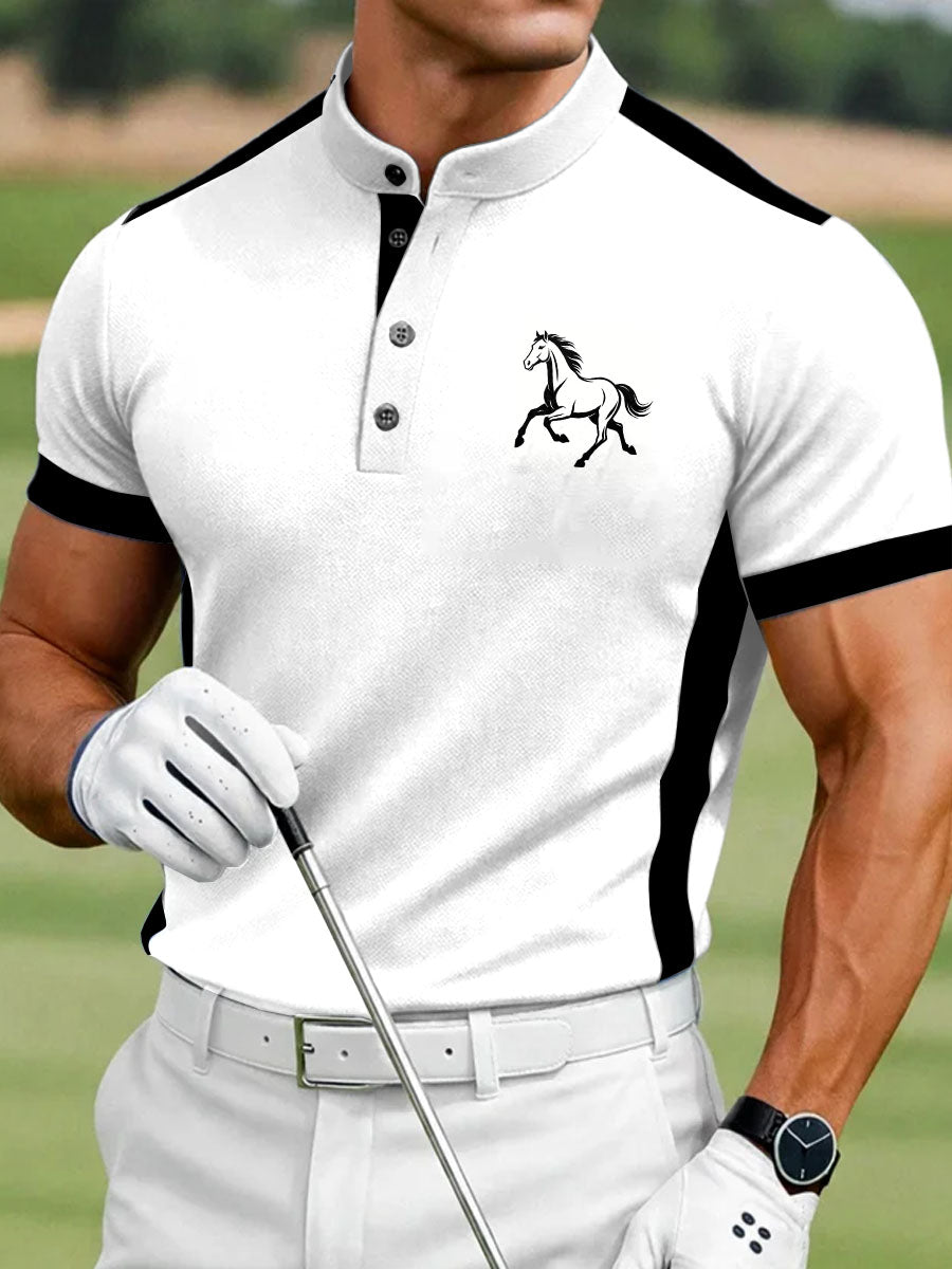 Men's Simple Year of the Horse Printed Casual Polo Shirt