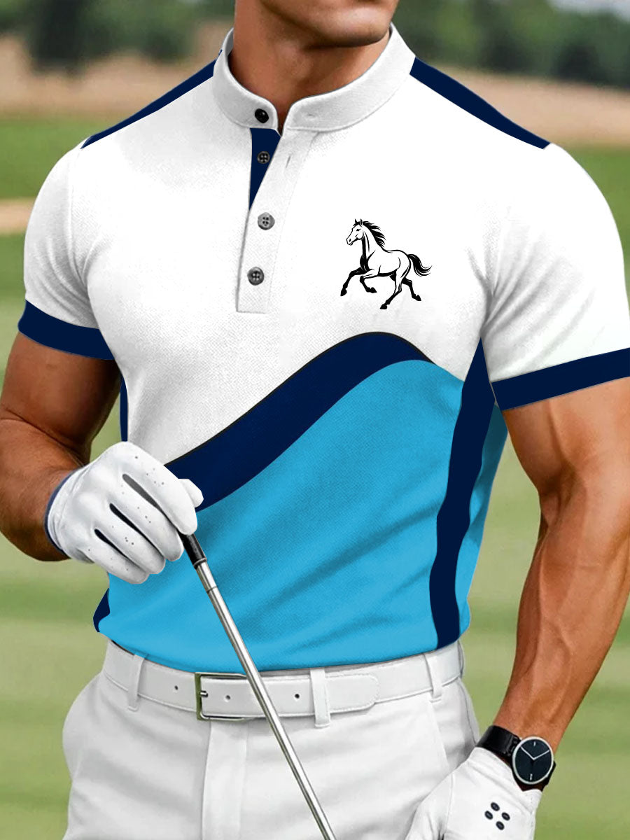 Men's Simple Year of the Horse Printed Casual Polo Shirt