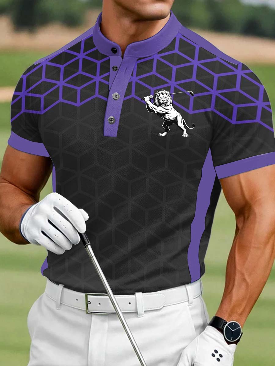 Men's Vintage Business Style Printed Casual Polo Shirt