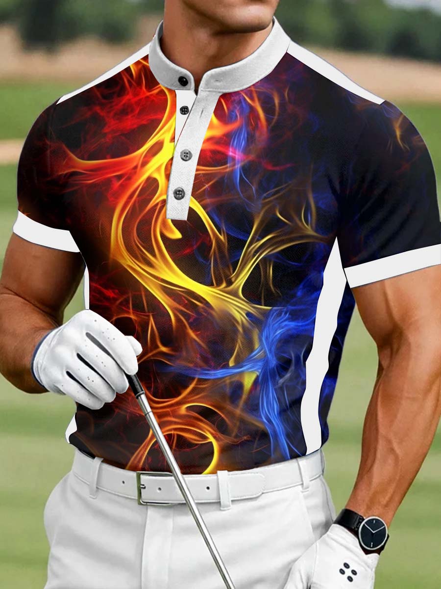 Men's Vintage Business Style Printed Casual Polo Shirt
