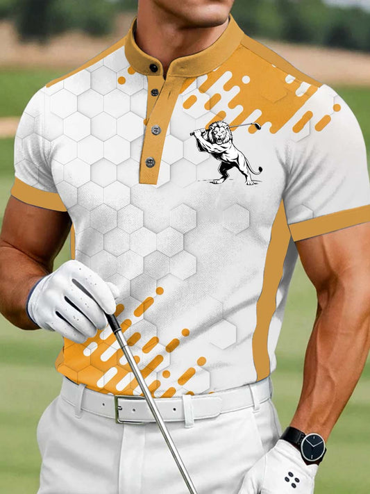 Men's Vintage Business Style Printed Casual Polo Shirt