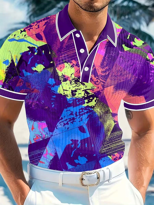 Men's Vintage Business Style Printed Casual Polo Shirt